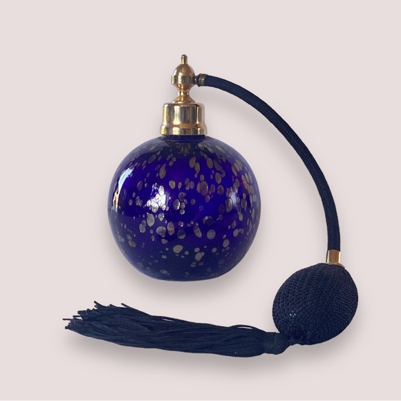 *RESERVED FOR MANDY*Glass Act Studio Royal Blue Gold Flecks Atomizer Spritzer - Picture 3 of 11